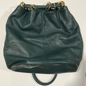 Bechamel- dark green leather bucket bag, backpack